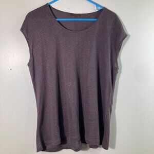 Womens Wrap Linen Sleeveless Tee‎ Shirt Top Purple EU 38 XL